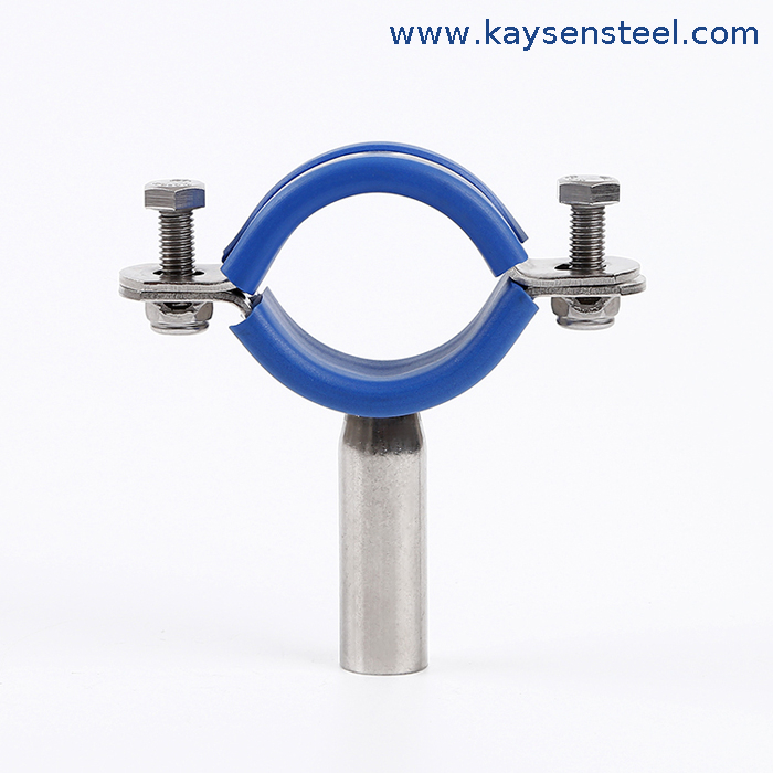Sanitary Pipe Support with Blue Rubber Insert